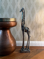 Silver Standing Giraffe Sculpture
