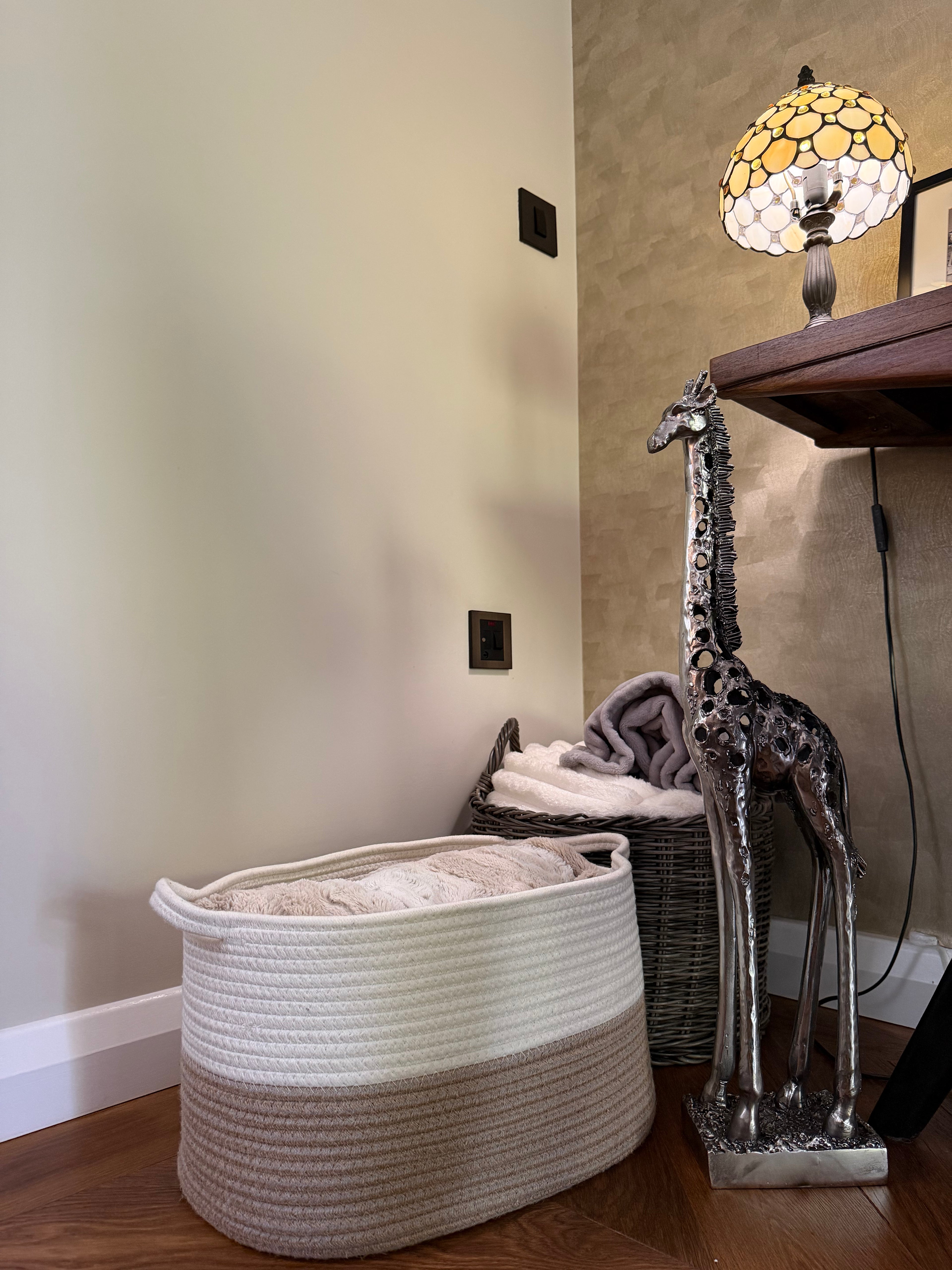 Silver Standing Giraffe Sculpture