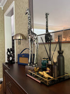 Silver Standing Giraffe Sculpture
