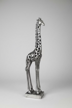 Silver Standing Giraffe Sculpture