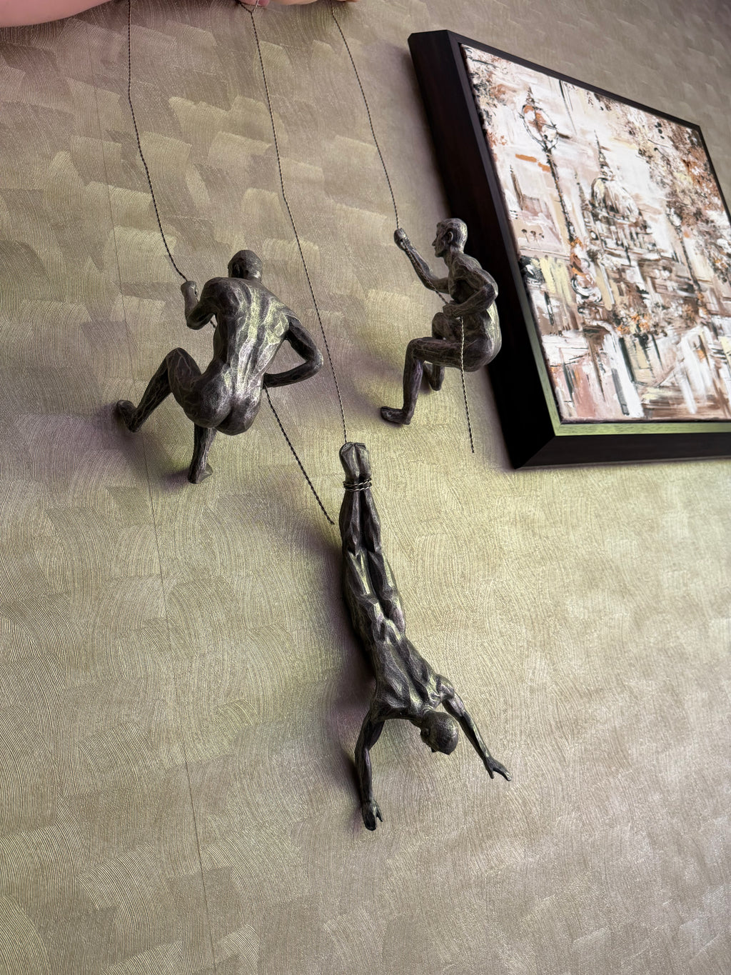 Climbing Men Trio - Silver Colour Wall Art