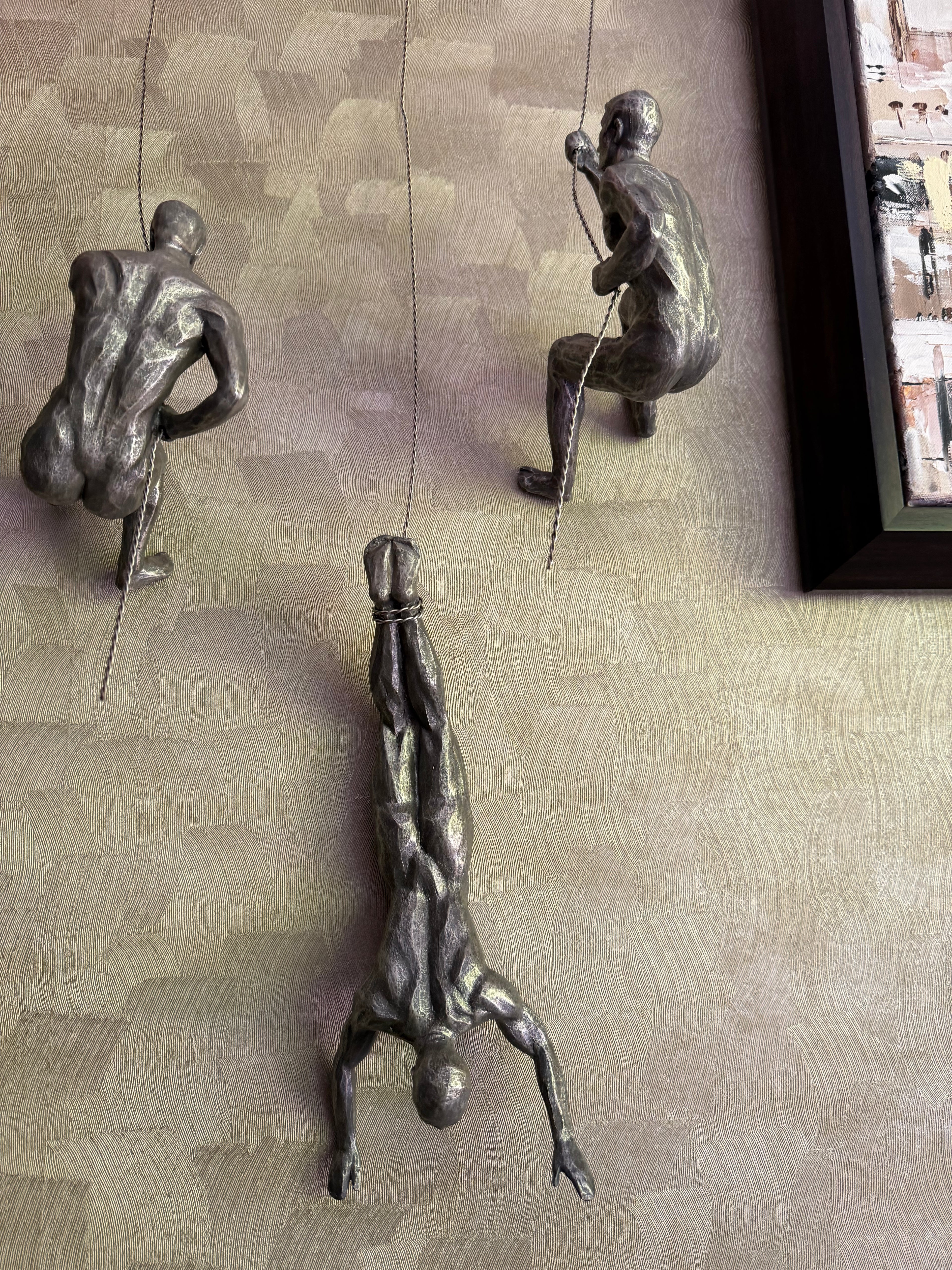 Climbing Men Trio - Silver Colour Wall Art