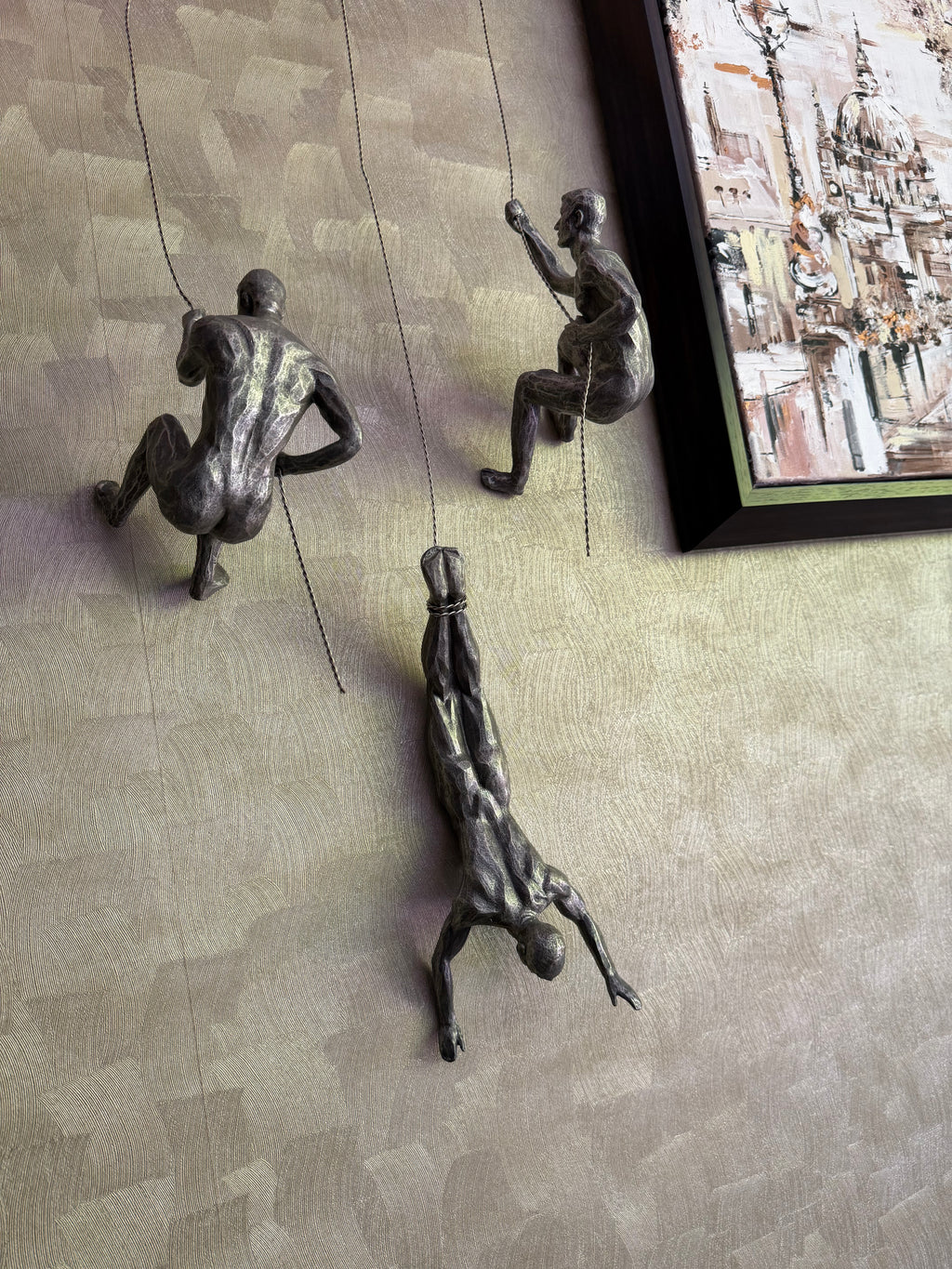 Climbing Men Trio - Silver Colour Wall Art