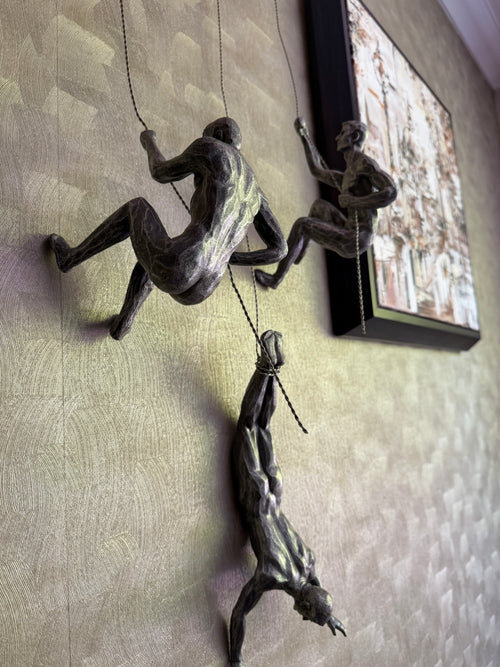 Climbing Men Trio - Silver Colour Wall Art