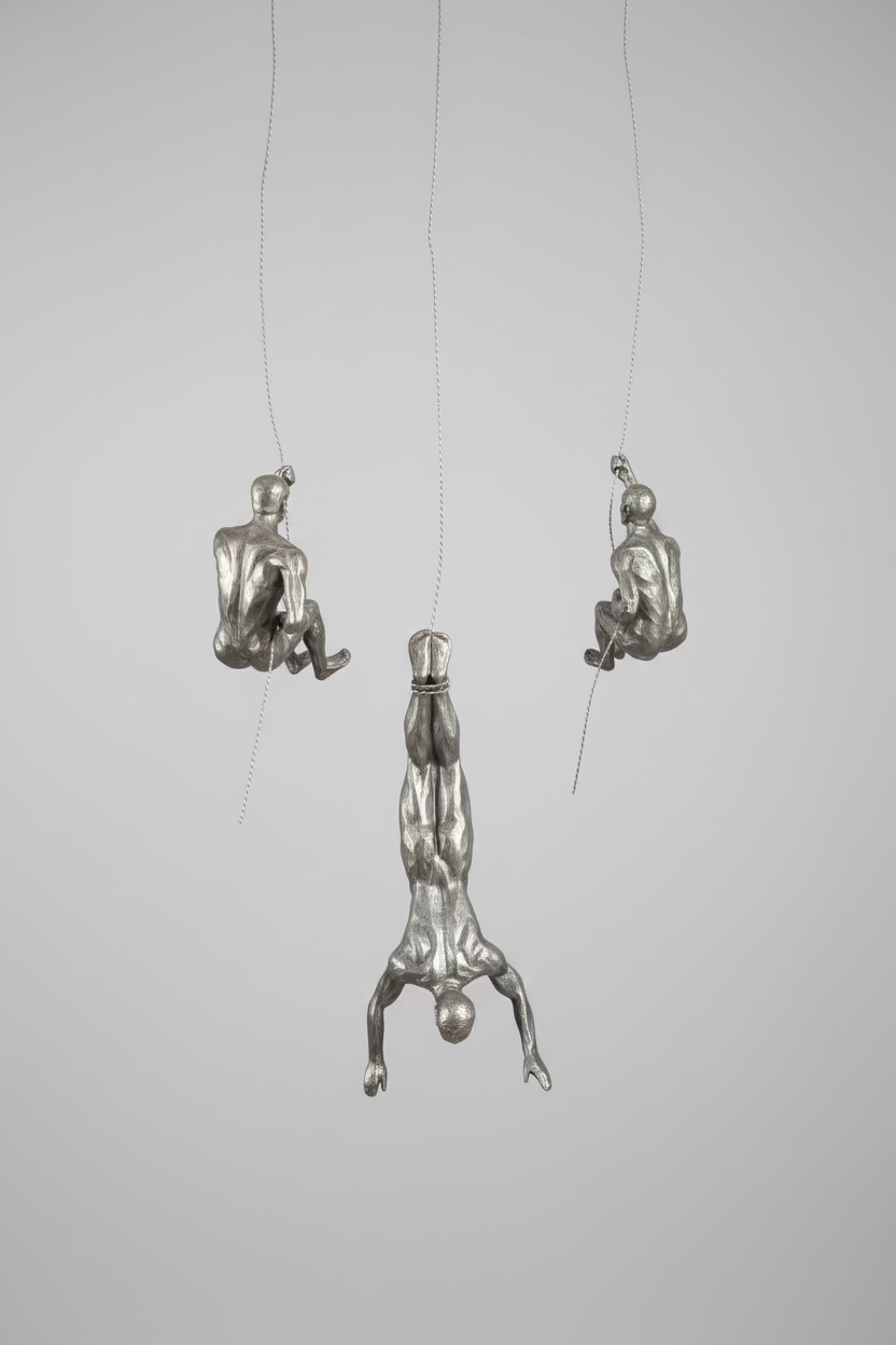 Climbing Men Trio - Silver Colour Wall Art
