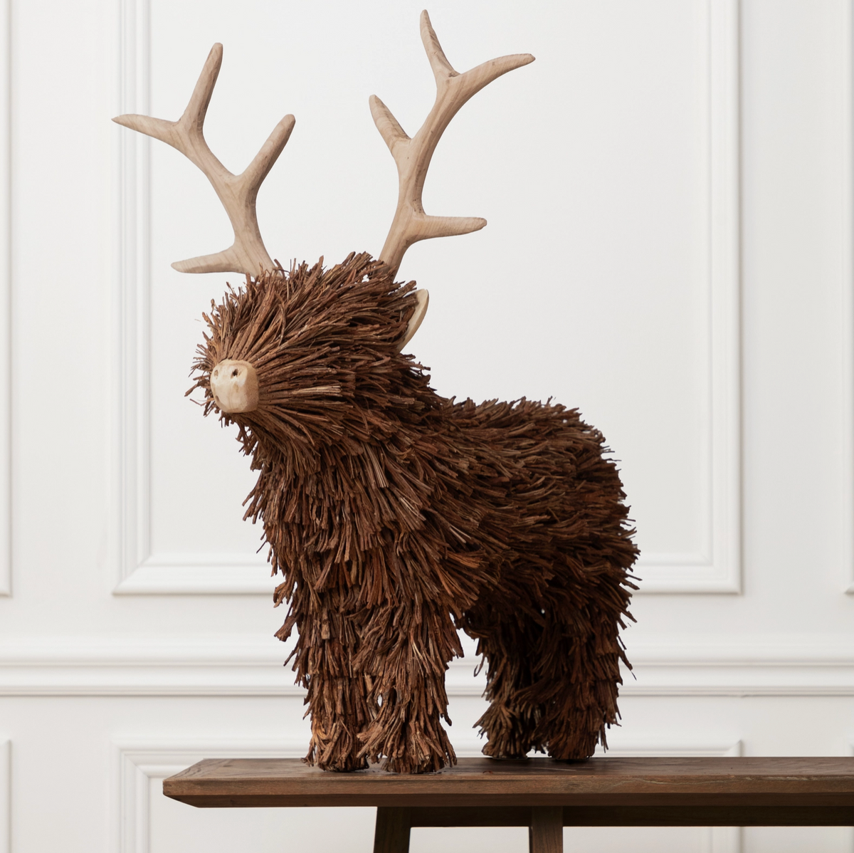 Stirling Standing Stag Wooden Sculpture Brown