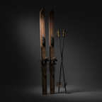 Pair of Skis and Sticks
