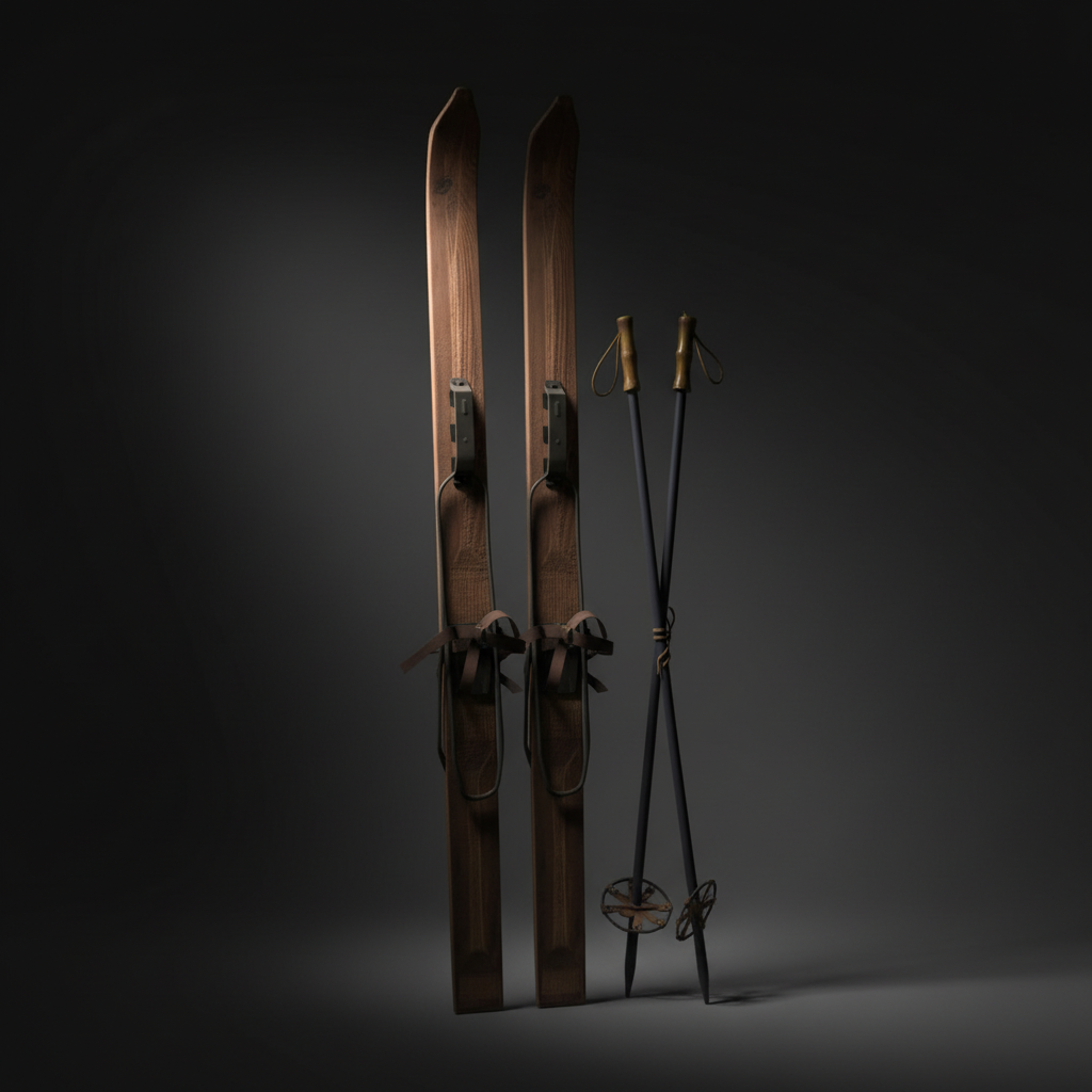 Pair of Skis and Sticks