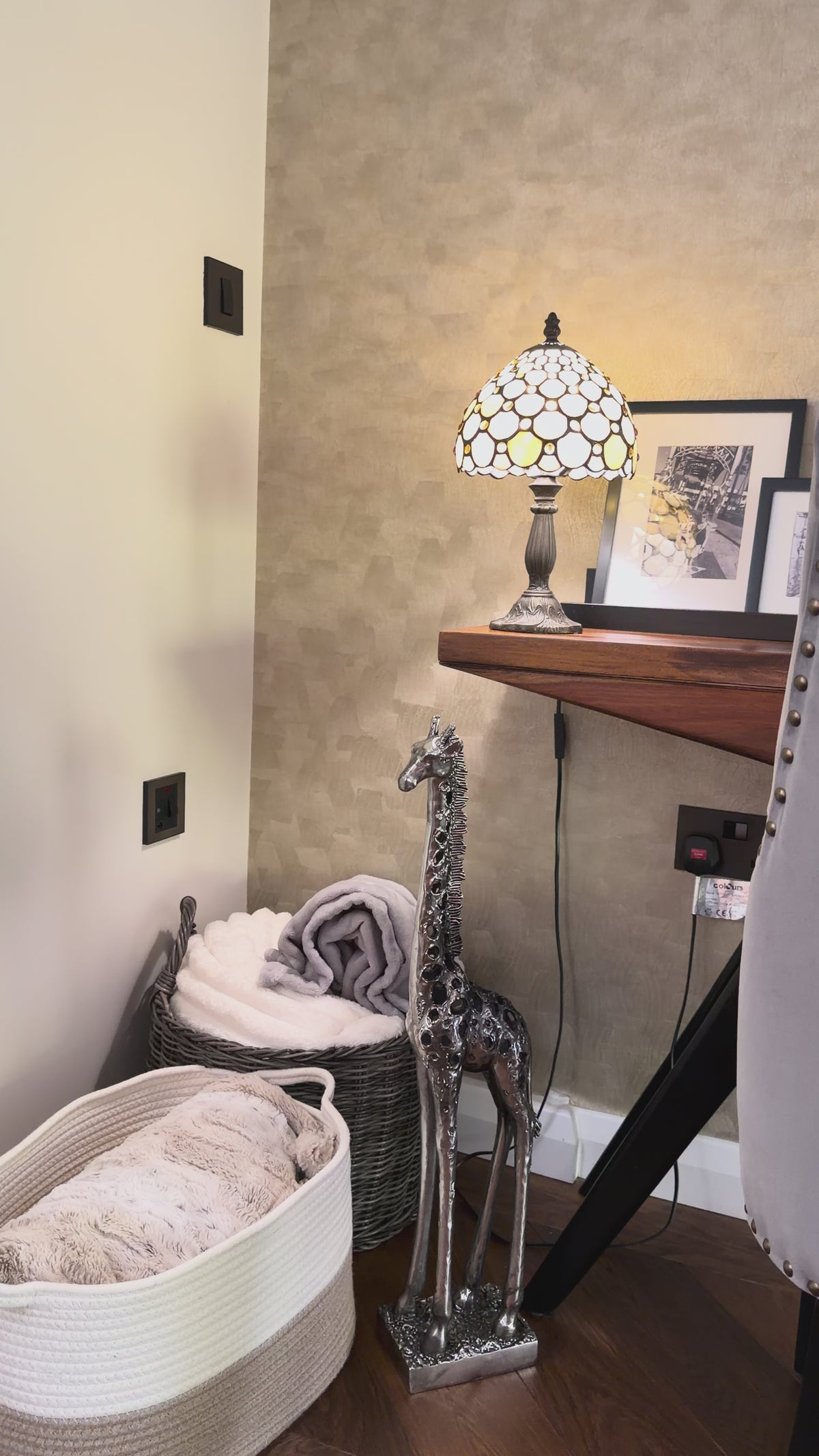 Silver Standing Giraffe Sculpture